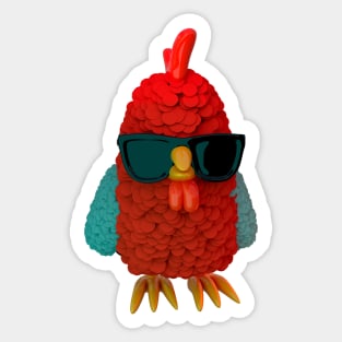 Cool Red Chicken Sticker